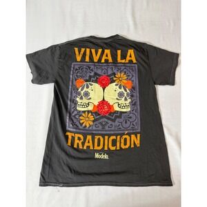 Modelo Cerveza Viva La Tradicion Sugar Skull Graphic T-Shirt Mens Medium Black